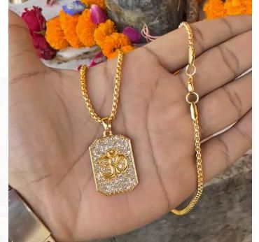 18k Gold Plated Om Diamond Pendant™ and Free Gold Chain