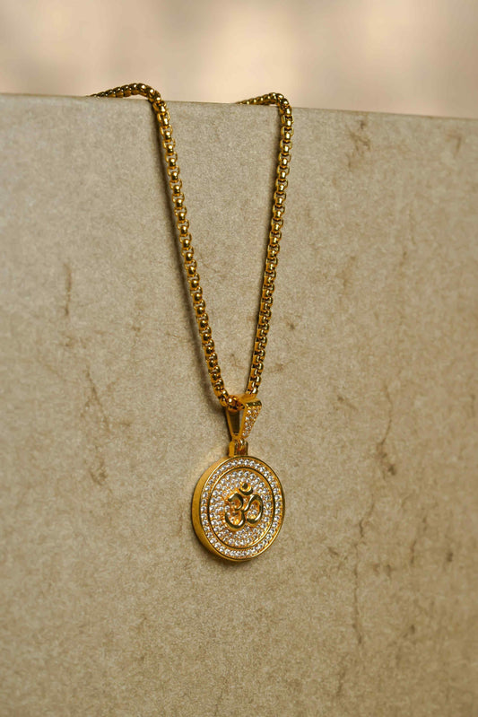 18k Gold Plated Om Symbol Pendant With Chain